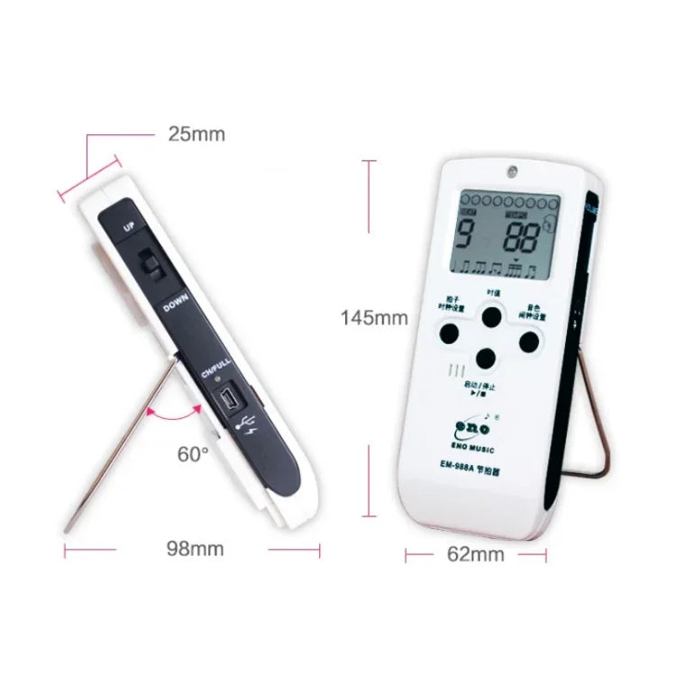 Metrónomo Vocal Electrónico Recarrregável ENO EM-988A para Piano/Guitarra/Bateria/Guzheng/Violino, EM-988A (Rosa)