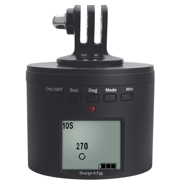 Adaptador de Tripé Estabilizador de Time Lapse com Cabeça Panorâmica de 360 Graus e Motor Suptig RSX-350 para GoPro HERO9 /8 /7 /6 /5 /5 Session /4 Session /4 /3+ /3 /2 /1, Xiaoyi e Outras Câmaras de Ação