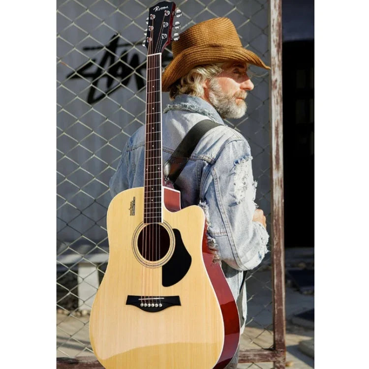 Guitarra Acústica Folk para Iniciantes, Instrumento de Cordas para Treino e Ensino, 41 Polegadas (Preto), 41 Polegadas (Amarelo Pôr-do-sol)