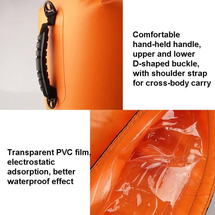 LUCKSTONE Mochila Impermeável para Rafting e Exploração de Rios ao Ar Livre 60L, Bolsa de Ombro Inflável, Bolsa Tote Balde, 60L