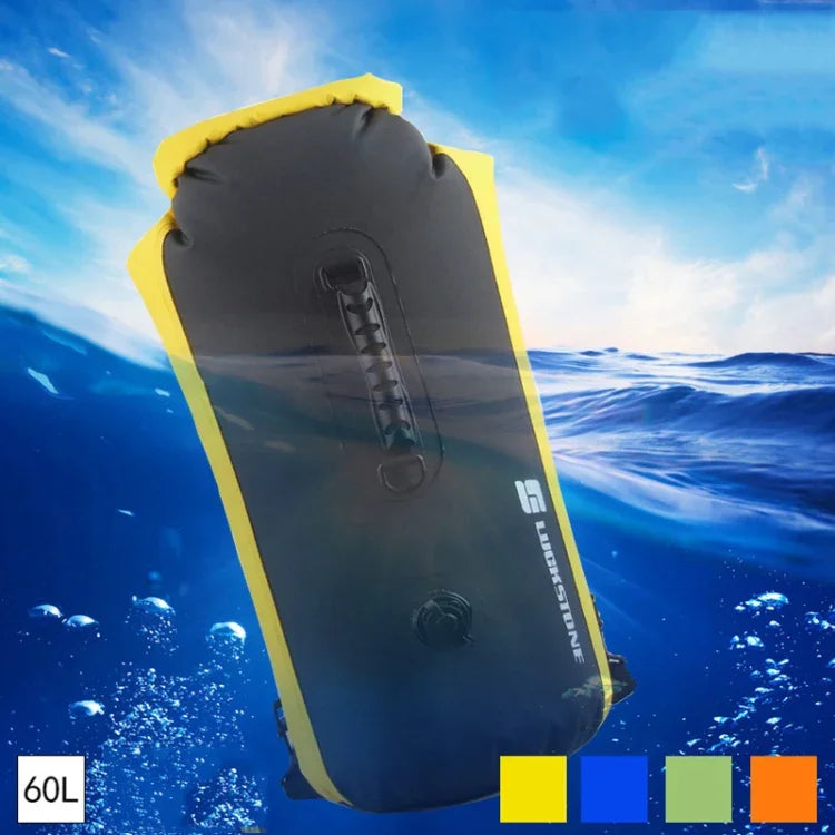LUCKSTONE Mochila Impermeável para Rafting e Exploração de Rios ao Ar Livre 60L, Bolsa de Ombro Inflável, Bolsa Tote Balde, 60L