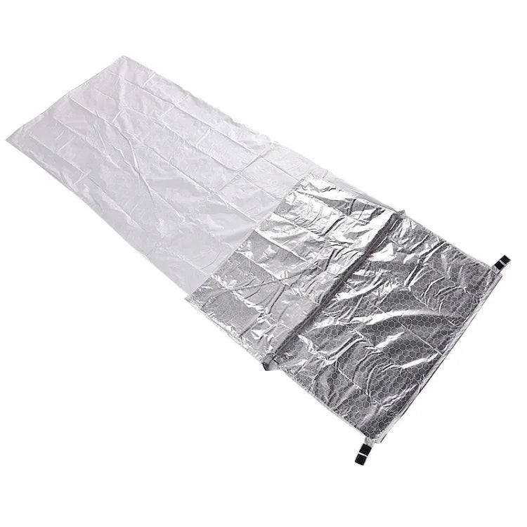 Saco-Cama Isolante Térmico Refletor de Calor para Caminhadas e Camping ao Ar Livre, Manta de Emergência, Envelope Duplo 200cm x 145cm, Saco-Múmia 210cm x 83cm, Envelope Simples 200 x 72cm (Cinza Prateado)