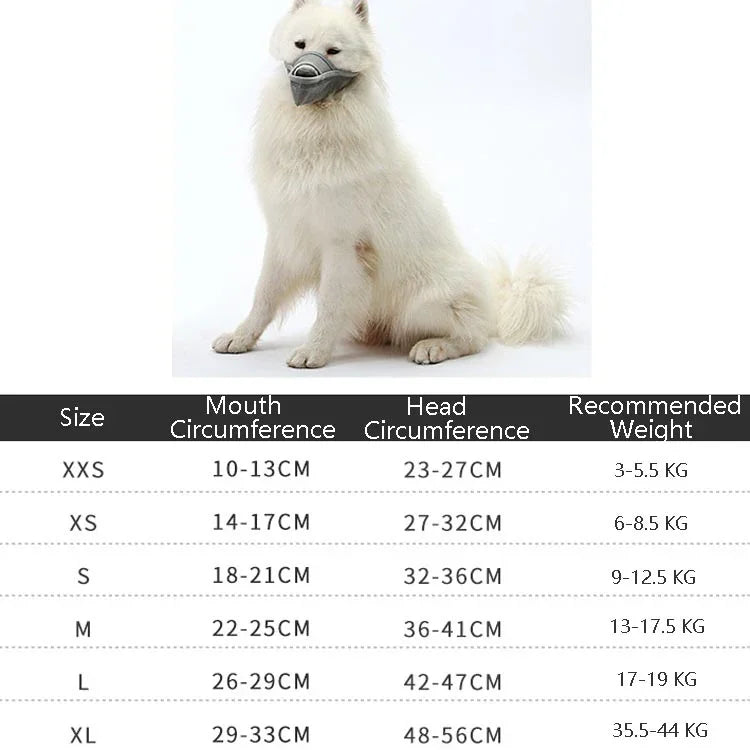 Máscara para Boca de Cão Anti-Mordida Máscara de Malha para Cães Médios e Grandes Máscara Antideslizante, XXS, XS, S, M, L, XL