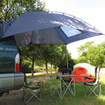 LADUTA Tenda Lateral para Carro de Camping e Churrasco em Viagens de Carro ao Ar Livre, Extensão de Cauda de Carro, Cinzento Azul, Prateado Pintado
