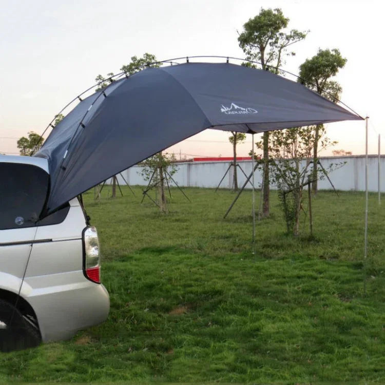LADUTA Tenda Lateral para Carro de Camping e Churrasco em Viagens de Carro ao Ar Livre, Extensão de Cauda de Carro, Cinzento Azul, Prateado Pintado