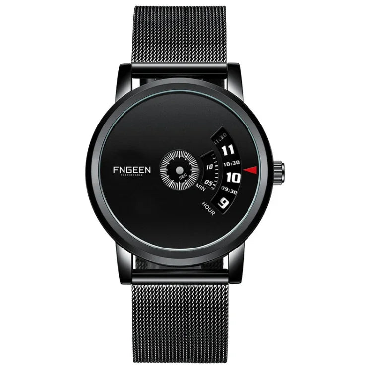 FNGEEN S230 Relógio Masculino de Quartzo Sem Ponteiros, Superfície Preta em Aço Preto, Superfície Preta em Aço Branco, Superfície Branca em Aço Branco, Malha Preta em Aço Preto, Malha Branca em Aço Branco, Malha Branca em Aço Preto