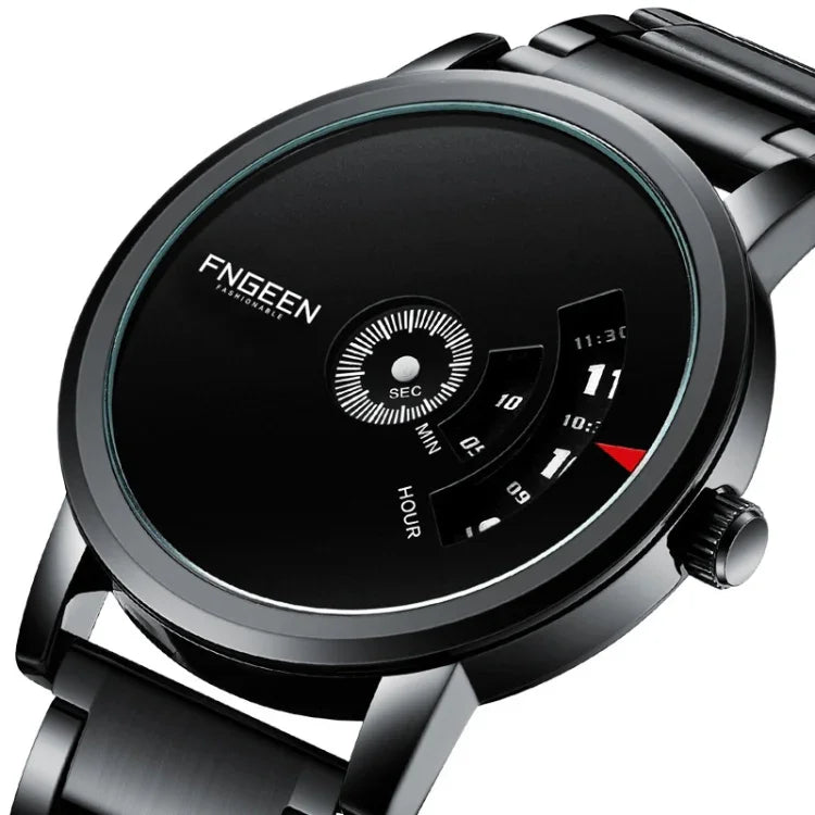 FNGEEN S230 Relógio Masculino de Quartzo Sem Ponteiros, Superfície Preta em Aço Preto, Superfície Preta em Aço Branco, Superfície Branca em Aço Branco, Malha Preta em Aço Preto, Malha Branca em Aço Branco, Malha Branca em Aço Preto