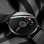 FNGEEN S230 Relógio Masculino de Quartzo Sem Ponteiros, Superfície Preta em Aço Preto, Superfície Preta em Aço Branco, Superfície Branca em Aço Branco, Malha Preta em Aço Preto, Malha Branca em Aço Branco, Malha Branca em Aço Preto
