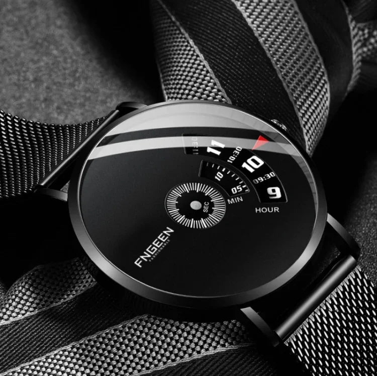 FNGEEN S230 Relógio Masculino de Quartzo Sem Ponteiros, Superfície Preta em Aço Preto, Superfície Preta em Aço Branco, Superfície Branca em Aço Branco, Malha Preta em Aço Preto, Malha Branca em Aço Branco, Malha Branca em Aço Preto