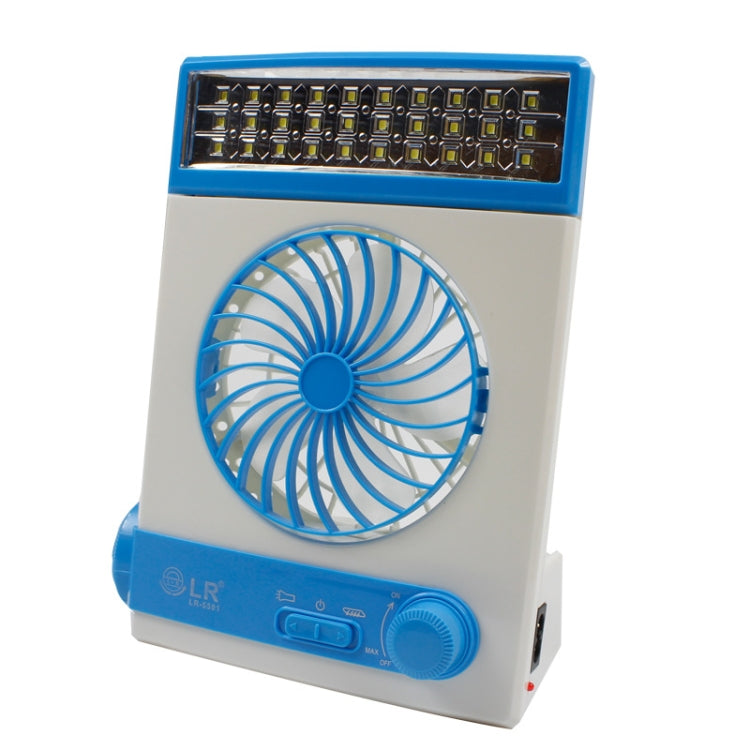 Ventoinha Solar Quatro em Um com Função de Lanterna, Plugue CN, Dourado, Azul