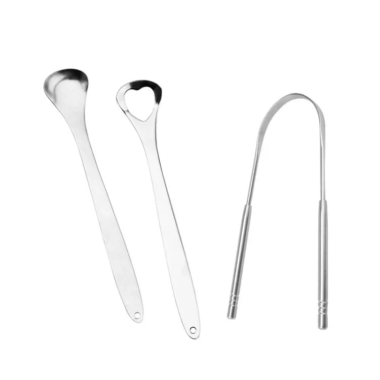 Limpador de Língua para Mau Hálito, Escova de Limpeza em Aço Inoxidável, Raspador de Língua + Conjunto de Duas Peças (Dourado Rosa), Raspador de Língua + Conjunto de Duas Peças (Prateado), Raspador de Língua + Conjunto de Duas Peças (Dourado Rosa)
