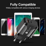 Adaptador de Energia de Viagem de Carregamento Rápido 18W PD + QC 3.0 com Função de Indicação LED, Ficha UE Preto, Ficha EUA Preto, Ficha UK Preto, Ficha UE Branco, Ficha EUA Branco, Ficha UK Branco
