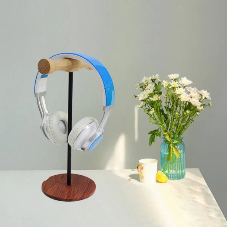 Suporte para Auriculares de Metal Criativo com Haste de Madeira para Cabeça, Haste de Metal Lado Único Branco, Haste de Metal Lado Único Preto, Haste de Metal Duplo Lado Branco, Haste de Metal Duplo Lado Preto