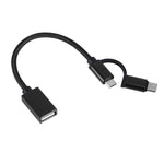 Cabo Adaptador OTG Trançado em Nylon USB 3.0 Fêmea para Micro USB + USB-C / Tipo-C Macho para Carregamento + Transmissão, Comprimento do Cabo: 19cm, Dourado, Prateado, Preto, Rosa, Azul, Vermelho