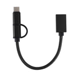 Cabo Adaptador OTG Trançado em Nylon USB 3.0 Fêmea para Micro USB + USB-C / Tipo-C Macho para Carregamento + Transmissão, Comprimento do Cabo: 19cm, Dourado, Prateado, Preto, Rosa, Azul, Vermelho
