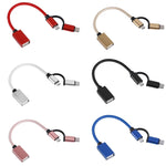 Cabo Adaptador OTG Trançado em Nylon USB 3.0 Fêmea para Micro USB + USB-C / Tipo-C Macho para Carregamento + Transmissão, Comprimento do Cabo: 19cm, Dourado, Prateado, Preto, Rosa, Azul, Vermelho