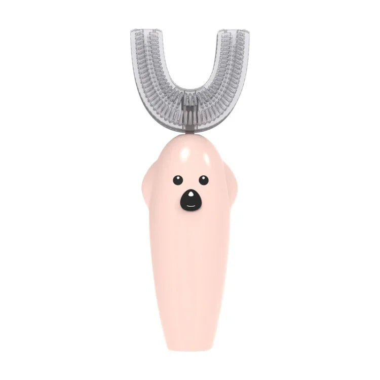 Escova de Dentes Elétrica Ultrassónica em Forma de U para Crianças com Desinfeção e Secagem, Escova de Dentes Dmart, Rosa, Amarelo, Azul