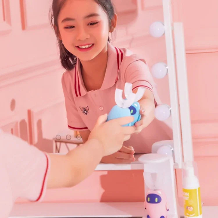 Escova de Dentes Elétrica Automática em U para Crianças Lanbeibei, Versão Plus 2-6 Anos (Azul), Versão Plus 6-12 Anos (Azul), Versão Doméstica 2-6 Anos (Azul), Versão Doméstica 6-12 Anos (Azul), Versão Plus 2-6 Anos (Rosa)