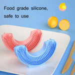 Cabeça de Escova Substituível em Silicone em U para Escova de Dentes Elétrica Oral 2-8 Anos, Rosa, Azul