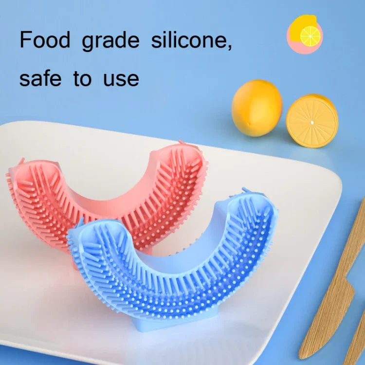 Cabeça de Escova Substituível em Silicone em U para Escova de Dentes Elétrica Oral 2-8 Anos, Rosa, Azul