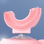 Escova de Dentes Elétrica Sónica Inteligente em U para Crianças, Azul, Rosa