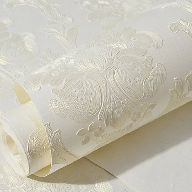 Papel de Parede Autocolante Clássico Damascus 3D em Tecido Não Tecido de Precisão para Quarto e Sala, 0,53 x 3 Metros
