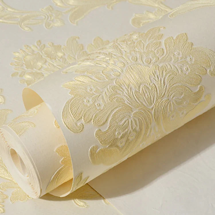Papel de Parede Autocolante Clássico Damascus 3D em Tecido Não Tecido de Precisão para Quarto e Sala, 0,53 x 3 Metros