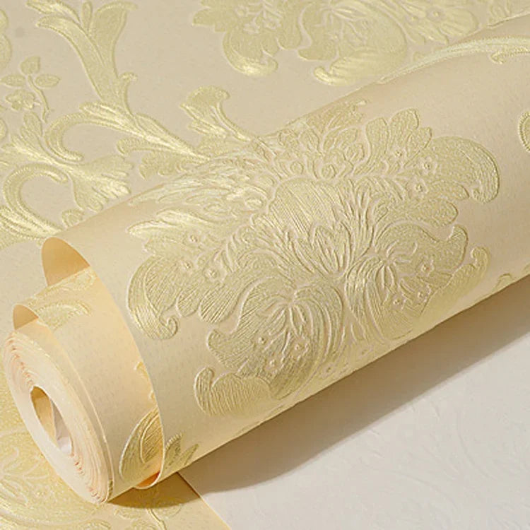 Papel de Parede Autocolante Clássico Damascus 3D em Tecido Não Tecido de Precisão para Quarto e Sala, 0,53 x 3 Metros