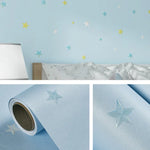 Papel de Parede Autocolante 3D Estrelas e Lua Mediterrâneo para Crianças, 0,53 x 3m