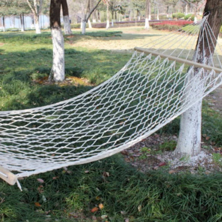 Rede de Malha para Exterior Fio de Algodão Vara de Madeira Maciça Rede Balanço para Interior, Tamanho: 200x80cm, 200x80cm Branco