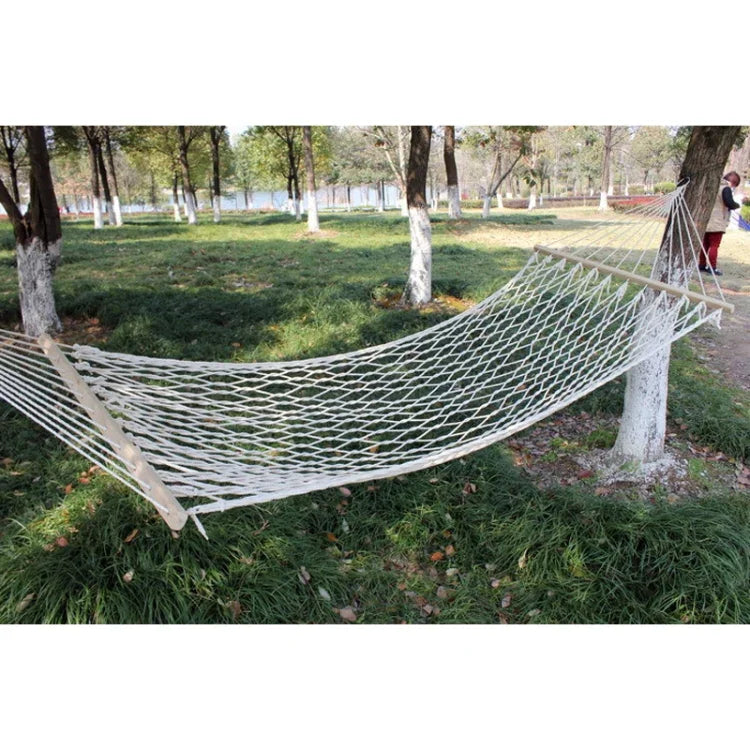 Rede de Malha para Exterior Fio de Algodão Vara de Madeira Maciça Rede Balanço para Interior, Tamanho: 200x80cm, 200x80cm Branco