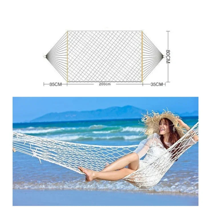 Rede de Malha para Exterior Fio de Algodão Vara de Madeira Maciça Rede Balanço para Interior, Tamanho: 200x80cm, 200x80cm Branco