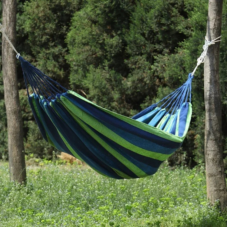 Thick Canvas Hammock Field Rollover Prevention Outdoor  Hammock Swing, 260x80 No Stick Single (Red Stripe), 260x80  Non-stick Single (Blue Stripes ), 260x100 No Stick (Red Stripes), 260x100 No Stick (Blue Stripes), 260x150 No Stick (Red Stripes）