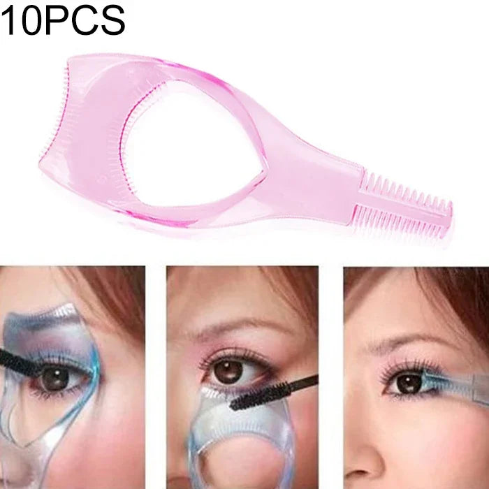 10 PCS Aplicador Prático de Máscara para Pestanas BearPaw, Pente para Pestanas Três em Um, Cartão para Pestanas, Suprimentos de Limpeza de Beleza 3D Cristal