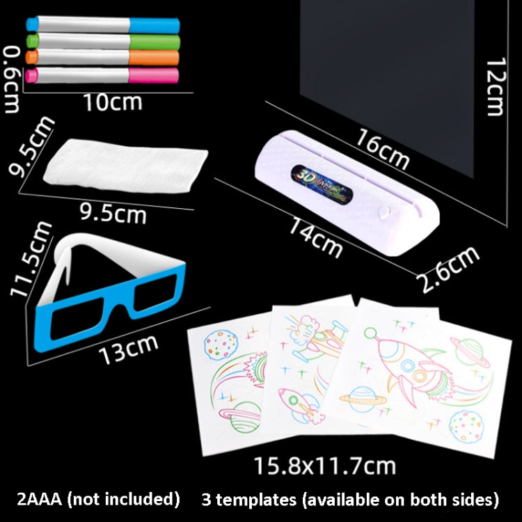 Quadro de Desenho Fluorescente 3D Quadro de Escrita Tridimensional Mágico Luminoso Quadro de Grafiti Quadro de Iluminação Puzzle Quadro de Desenho para Crianças, Estilo:, Quadro Médio (Versão Espaço), Quadro Médio (Versão Dinossauro)