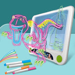 Quadro de Desenho Fluorescente 3D Quadro de Escrita Tridimensional Mágico Luminoso Quadro de Grafiti Quadro de Iluminação Puzzle Quadro de Desenho para Crianças, Estilo:, Quadro Médio (Versão Espaço), Quadro Médio (Versão Dinossauro)