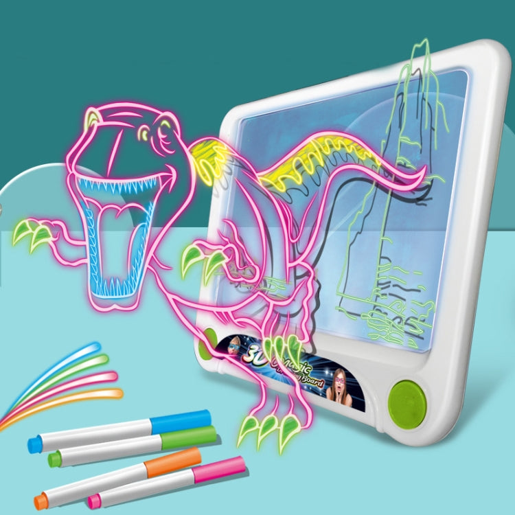 Quadro de Desenho Fluorescente 3D Quadro de Escrita Tridimensional Mágico Luminoso Quadro de Grafiti Quadro de Iluminação Puzzle Quadro de Desenho para Crianças, Estilo:, Quadro Médio (Versão Espaço), Quadro Médio (Versão Dinossauro)