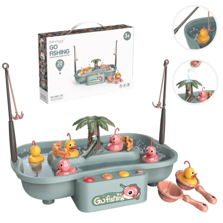 Brinquedo Educativo de Casa de Brincar para Crianças, Estação de Pesca Rotativa Elétrica para Ciclo, Jogo de Água de Verão, Verde 6 Patos, Rosa 6 Patos, Verde 3 Peixes 3 Patos, Rosa 3 Peixes 3 Patos
