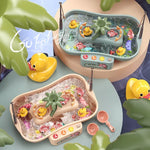 Brinquedo Educativo de Casa de Brincar para Crianças, Estação de Pesca Rotativa Elétrica para Ciclo, Jogo de Água de Verão, Verde 6 Patos, Rosa 6 Patos, Verde 3 Peixes 3 Patos, Rosa 3 Peixes 3 Patos