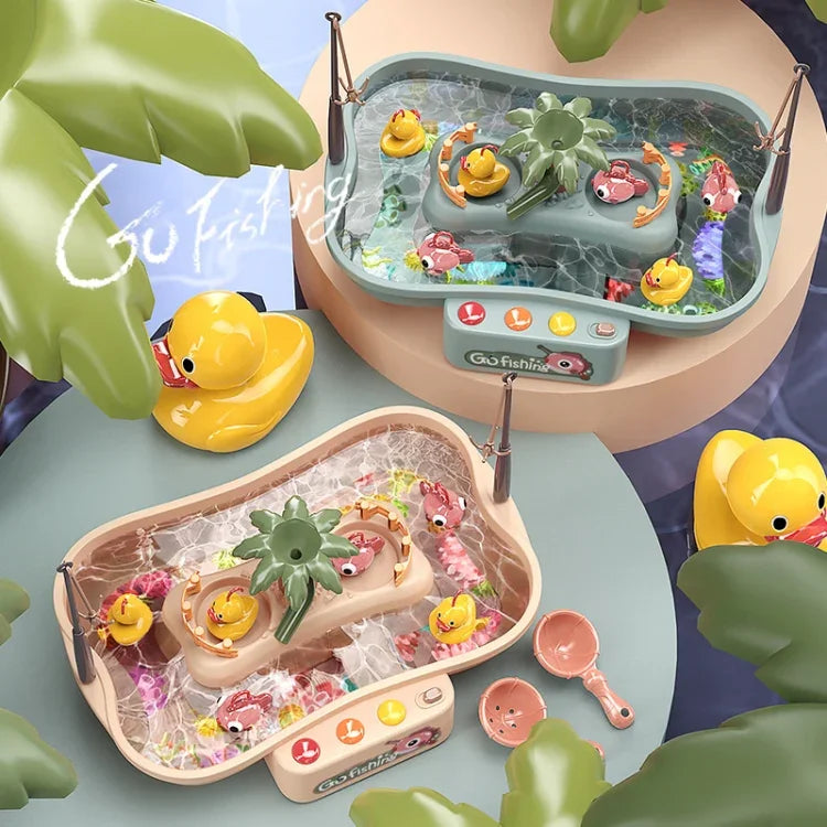 Brinquedo Educativo de Casa de Brincar para Crianças, Estação de Pesca Rotativa Elétrica para Ciclo, Jogo de Água de Verão, Verde 6 Patos, Rosa 6 Patos, Verde 3 Peixes 3 Patos, Rosa 3 Peixes 3 Patos