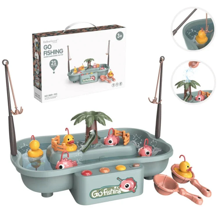 Brinquedo Educativo de Casa de Brincar para Crianças, Estação de Pesca Rotativa Elétrica para Ciclo, Jogo de Água de Verão, Verde 6 Patos, Rosa 6 Patos, Verde 3 Peixes 3 Patos, Rosa 3 Peixes 3 Patos