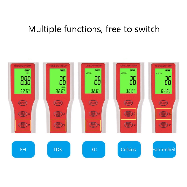 4-in-1 Portable PH/TDS/EC/TEMP Test Pen Multi-Function Water Quality Tester, 4-in-1 Test Pen