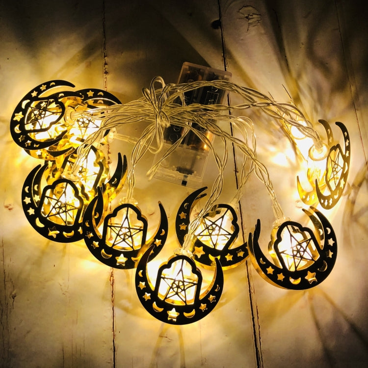 Luzes de corda LED estrela e lua para Eid Al-Fitr, decoração para o festival do Ramadão, 1,65m 10 LEDs, 3m 20 LEDs