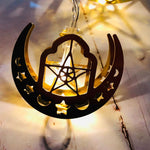 Luzes de corda LED estrela e lua para Eid Al-Fitr, decoração para o festival do Ramadão, 1,65m 10 LEDs, 3m 20 LEDs