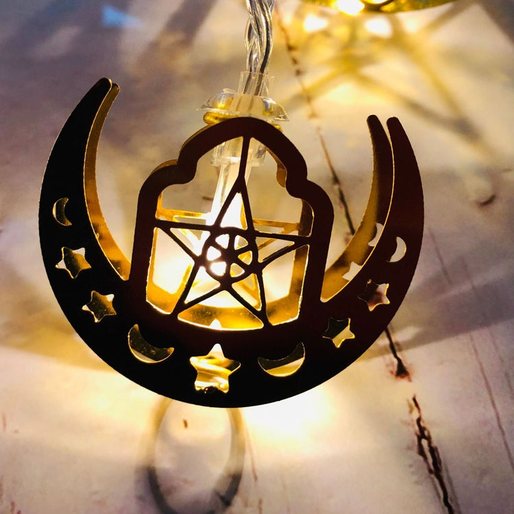 Luzes de corda LED estrela e lua para Eid Al-Fitr, decoração para o festival do Ramadão, 1,65m 10 LEDs, 3m 20 LEDs