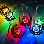 Luzes de corda LED estrela e lua para Eid Al-Fitr, decoração para o festival do Ramadão, 1,65m 10 LEDs, 3m 20 LEDs