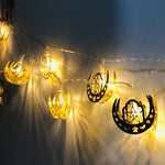 Luzes de corda LED estrela e lua para Eid Al-Fitr, decoração para o festival do Ramadão, 1,65m 10 LEDs, 3m 20 LEDs