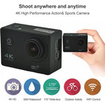 Câmara de Ação Impermeável WIFI para Ciclismo 4K Ultra Mergulho 60FPS Câmara Capacete Bicicleta Cam Desportiva Subaquática Câmara 1080P