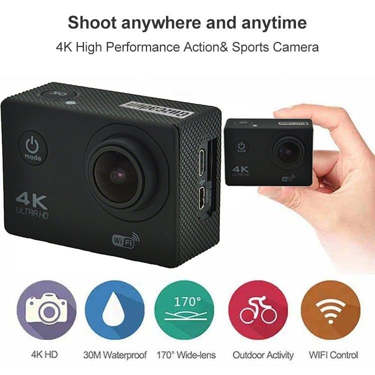 Câmara de Ação Impermeável WIFI para Ciclismo 4K Ultra Mergulho 60FPS Câmara Capacete Bicicleta Cam Desportiva Subaquática Câmara 1080P