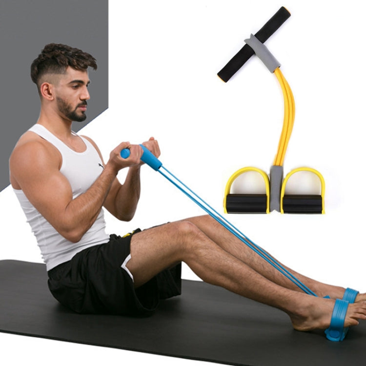 Equipamento multifuncional de fitness abdominal com quatro tubos, puxador de pedal, corda elástica para pedal, auxílio para abdominais, verde, roxo, azul, vermelho, amarelo